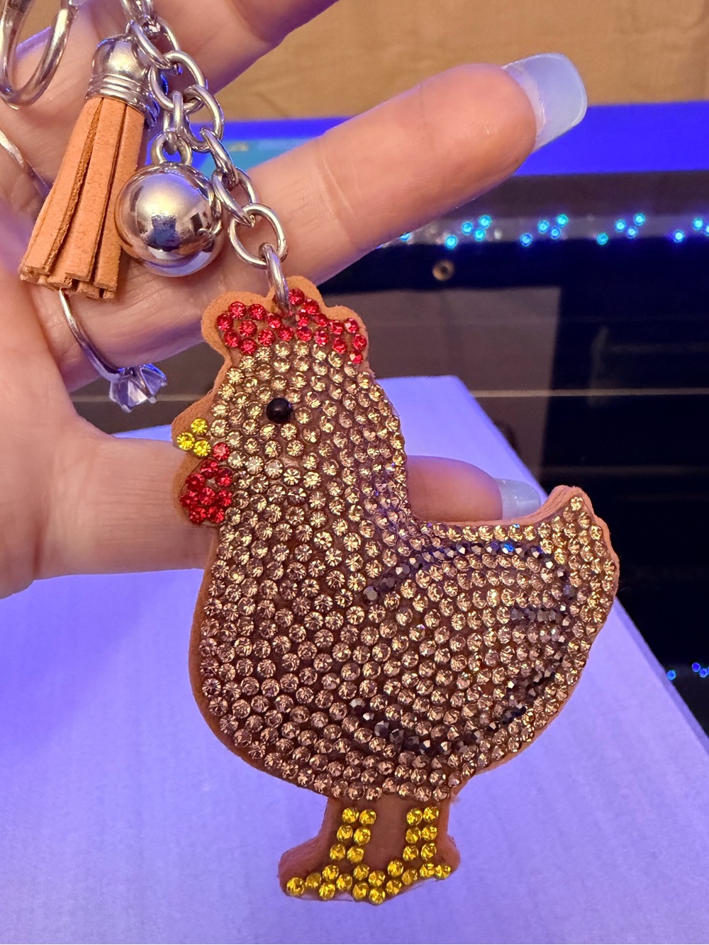 Chicken Rhinestone Keychain/Bag Charm NWT